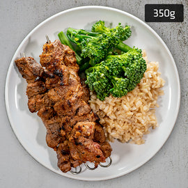 Souvlaki Lamb with Brown Rice, Vegetables & Tzatziki Sauce
