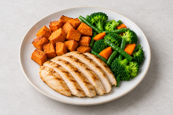 MUSCLE MEAL | Plain  Grilled Chicken Breast with Sweet Potato & Vegetables