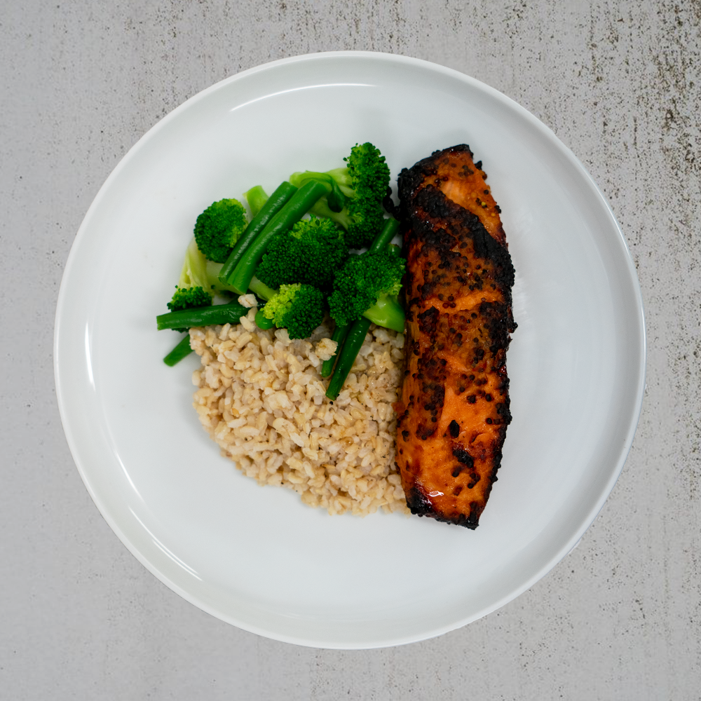 Honey Mustard Salmon with Brown Rice & Vegetables