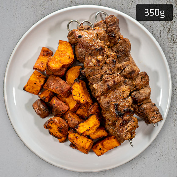 Souvlaki Lamb with Sweet Potato & Tzatziki Sauce